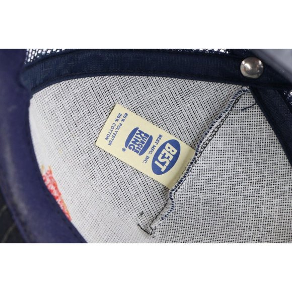 Vintage 90s Burger King Spell Out Mesh Trucker Hat Cap Snapback Navy Blue USA - Picture 7 of 8